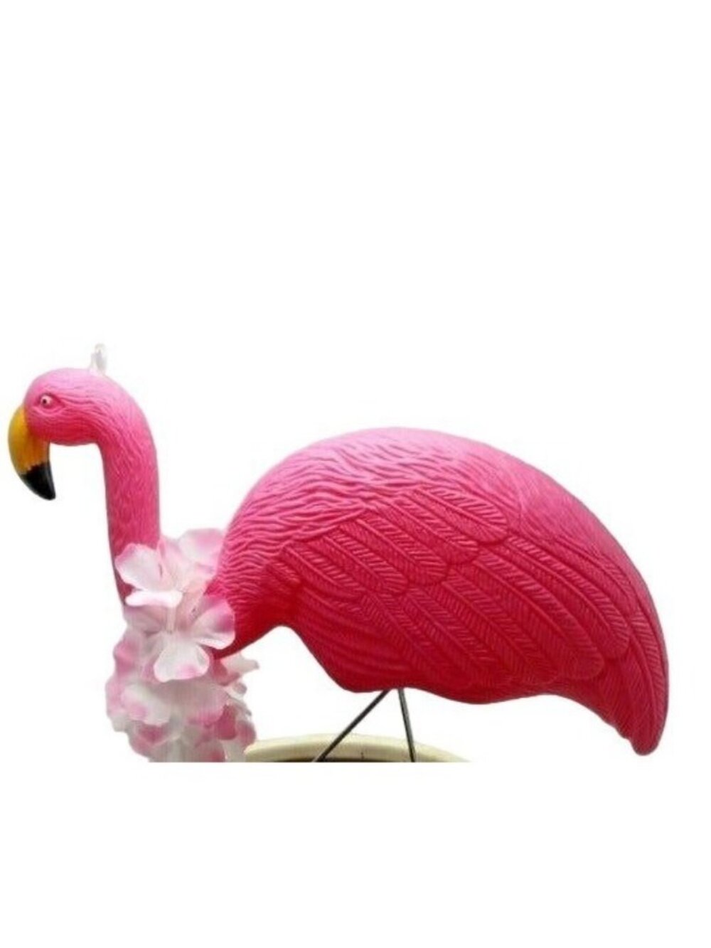 Pink Flamingo Lawn Art Lei Ornament Statue Yard Stake Tropical Beach Party Luau - Picture 4 of 9